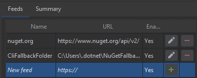 NuGet sources feeds in Rider